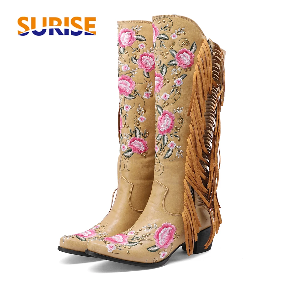 Ethnic Fashion For Women - Botas hasta la rodilla occidentales con