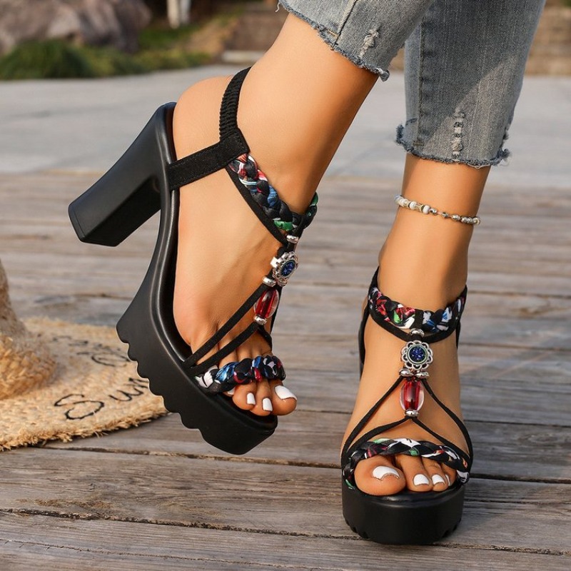 Sandalias de Tacón Grueso Esti - Ethnic Fashion For Women reseña y precio