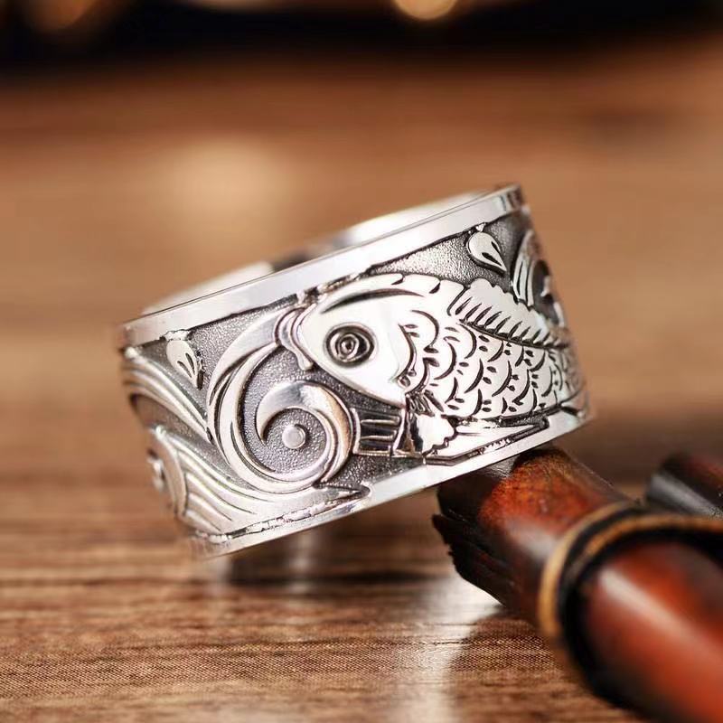 Anillo con diseño de pez Koi p - Fashion Ethnic Wear For Men reseña y precio