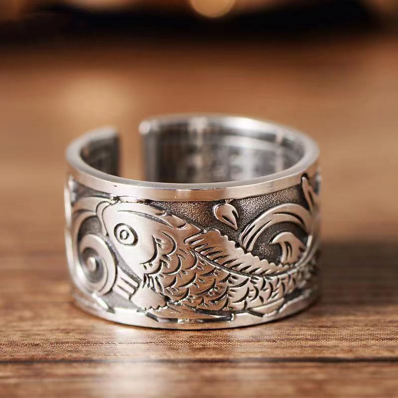 Anillo con diseño de pez Koi p - Fashion Ethnic Wear For Men reseña y precio