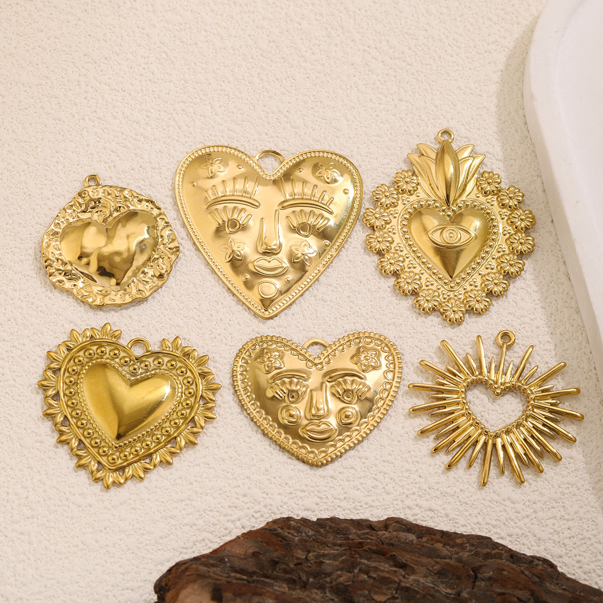 5 piezas de dijes de corazón d - Ethnic Fashion Jewellery reseña y precio