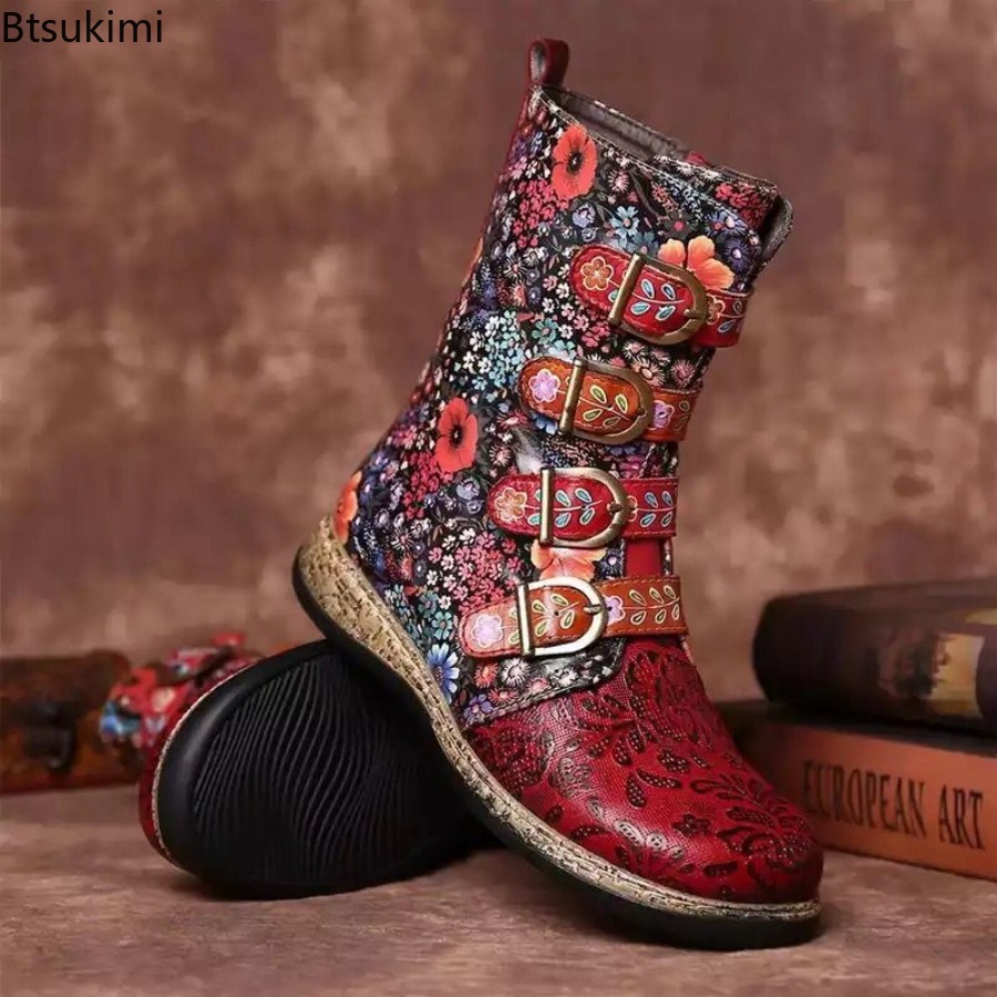 Botas de cuero estampadas de e - Ethnic Fashion For Women reseña y precio