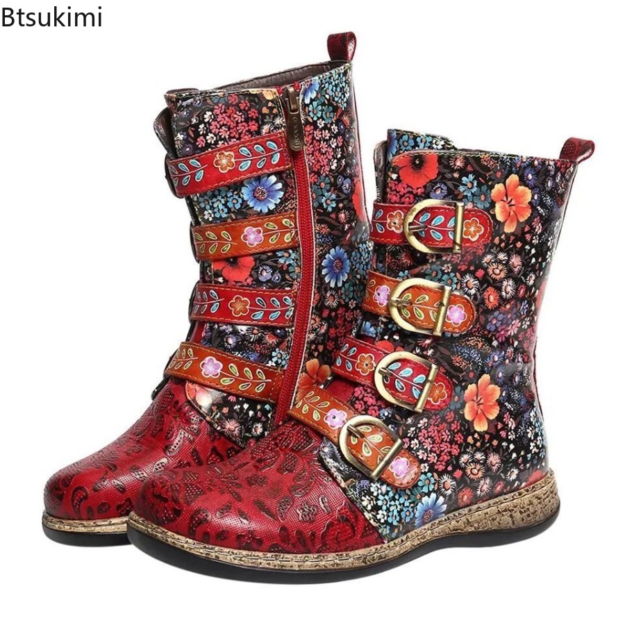 Botas de cuero estampadas de e - Ethnic Fashion For Women reseña y precio